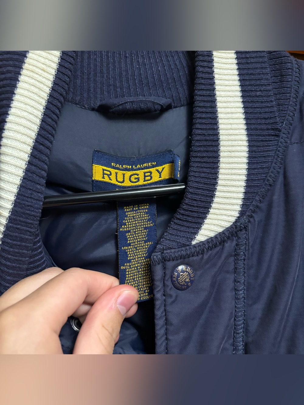 Vintage Rugby Ralph Lauren 2004 Down Puffer Varsity Jacket Crest Mens Medium - Picture 7 of 10